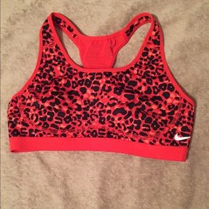 Red Nike Leopard Print Sports Bra